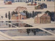 【真作】絵画　下田豊太　油彩8号　妙高の黄昏　幻想的な冬の風景　X122