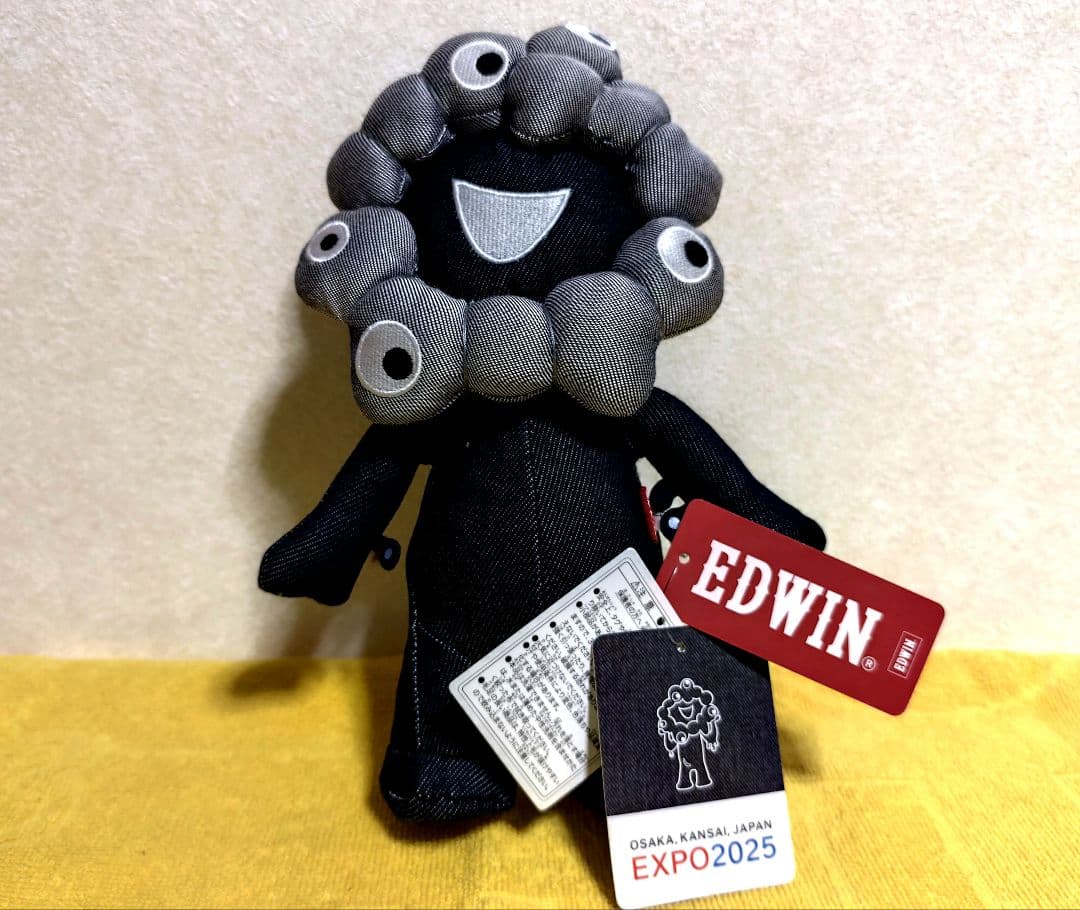 万博限定 黒ミャクミャクEDWINデニムぬいぐるみLサイズ【新品】送料無料