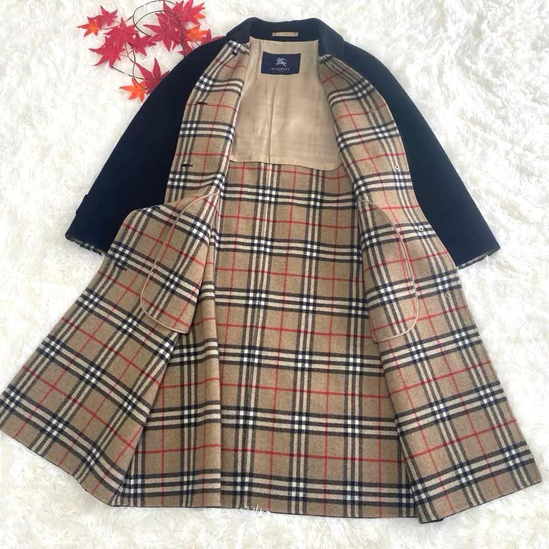 バーバリーロンドン　BURBERRYステンカラーコート　羊毛 カシミヤM 黒