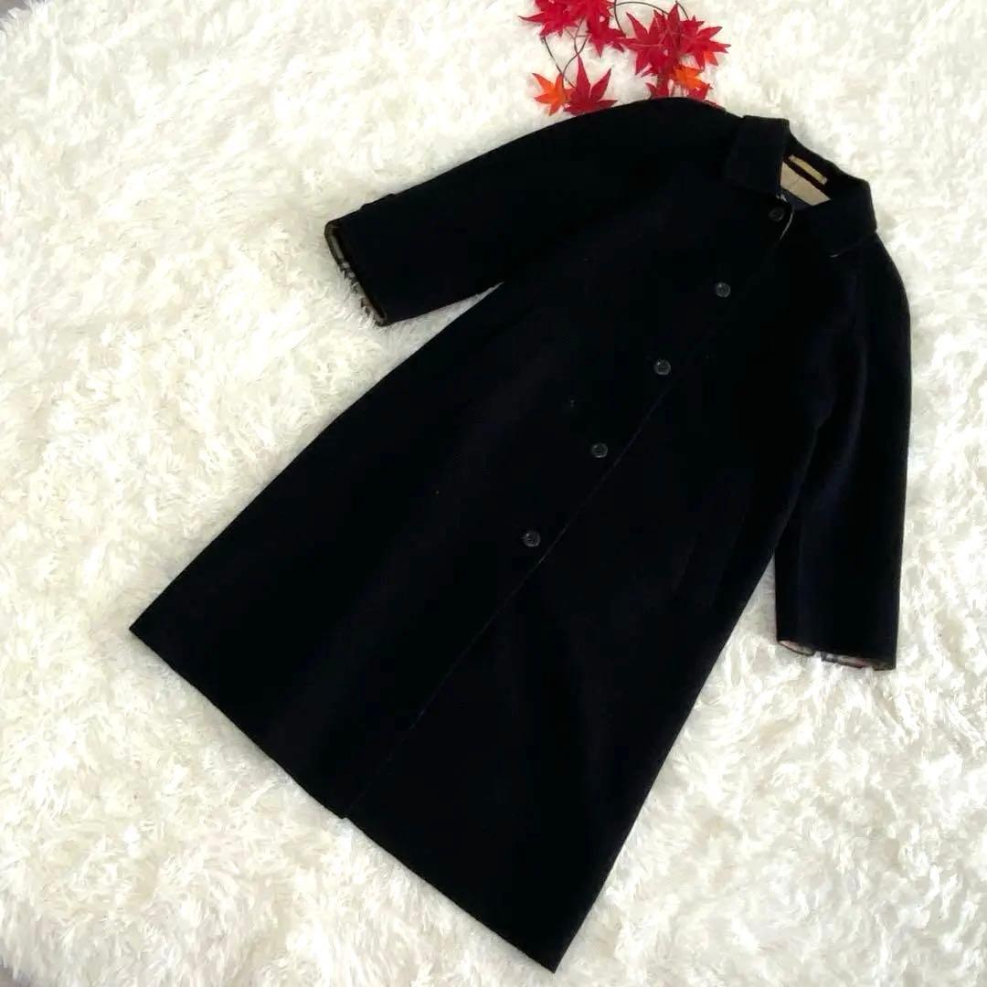 バーバリーロンドン　BURBERRYステンカラーコート　羊毛 カシミヤM 黒