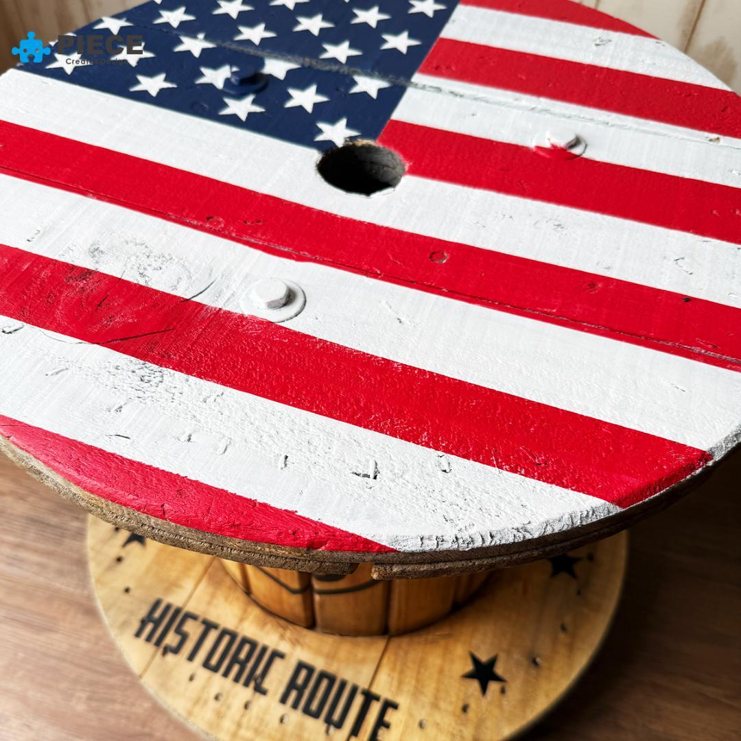 ケーブルドラム 電線ドラム テーブル アメリカン インテリア ガレージ 星条旗③