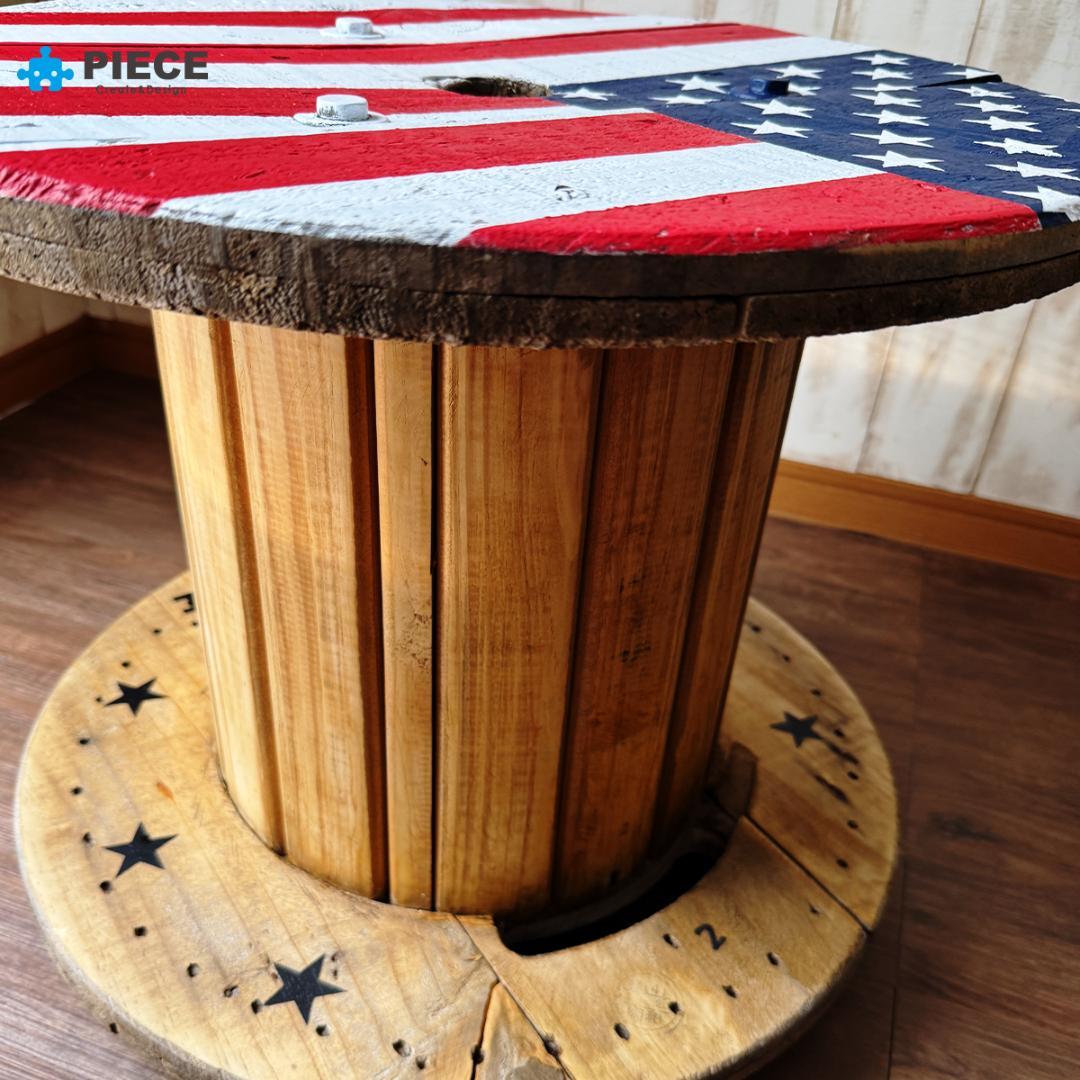 ケーブルドラム 電線ドラム テーブル アメリカン インテリア ガレージ 星条旗③