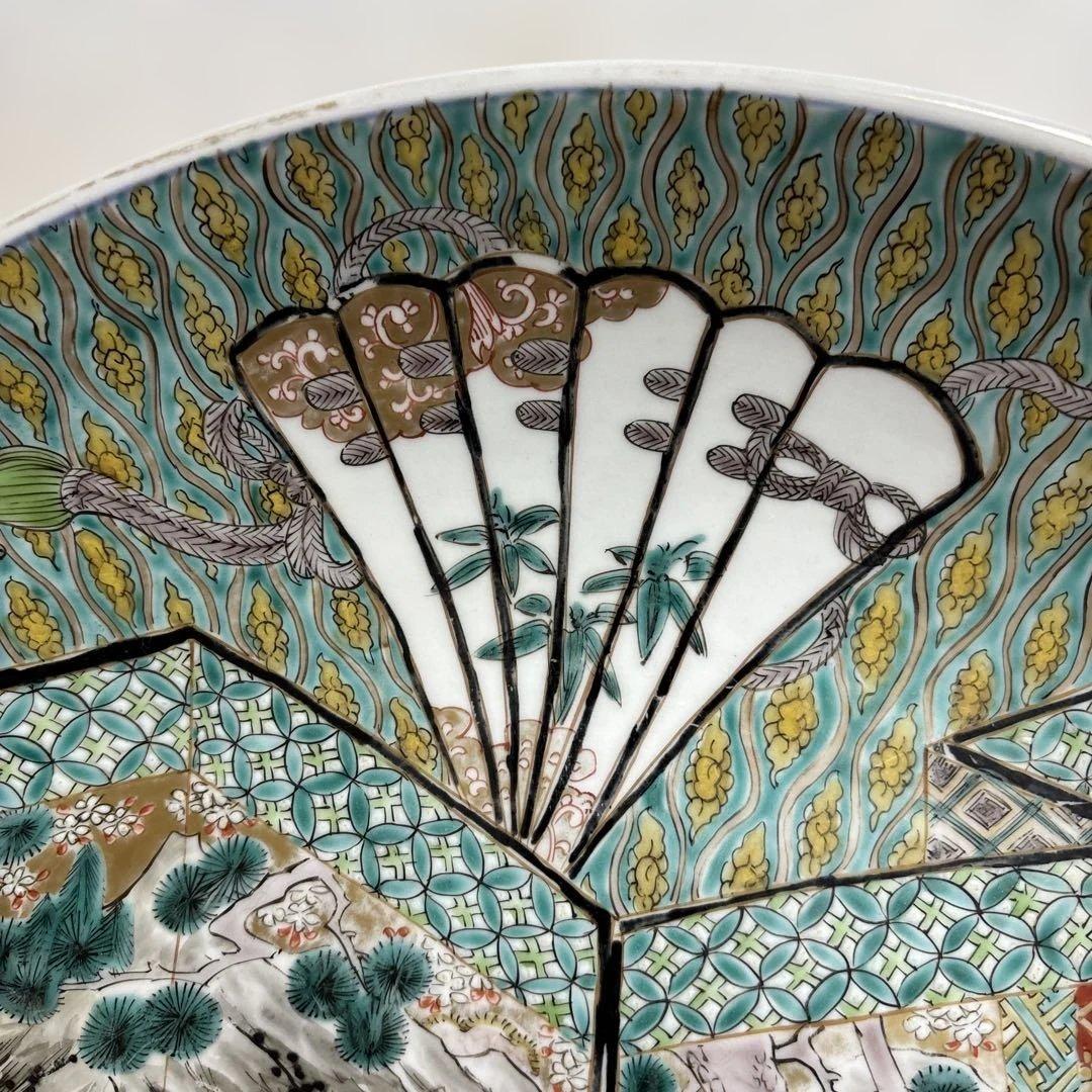 古伊万里 人物 骨董品 直径40センチ 大皿 色絵 人物馬山水図柄