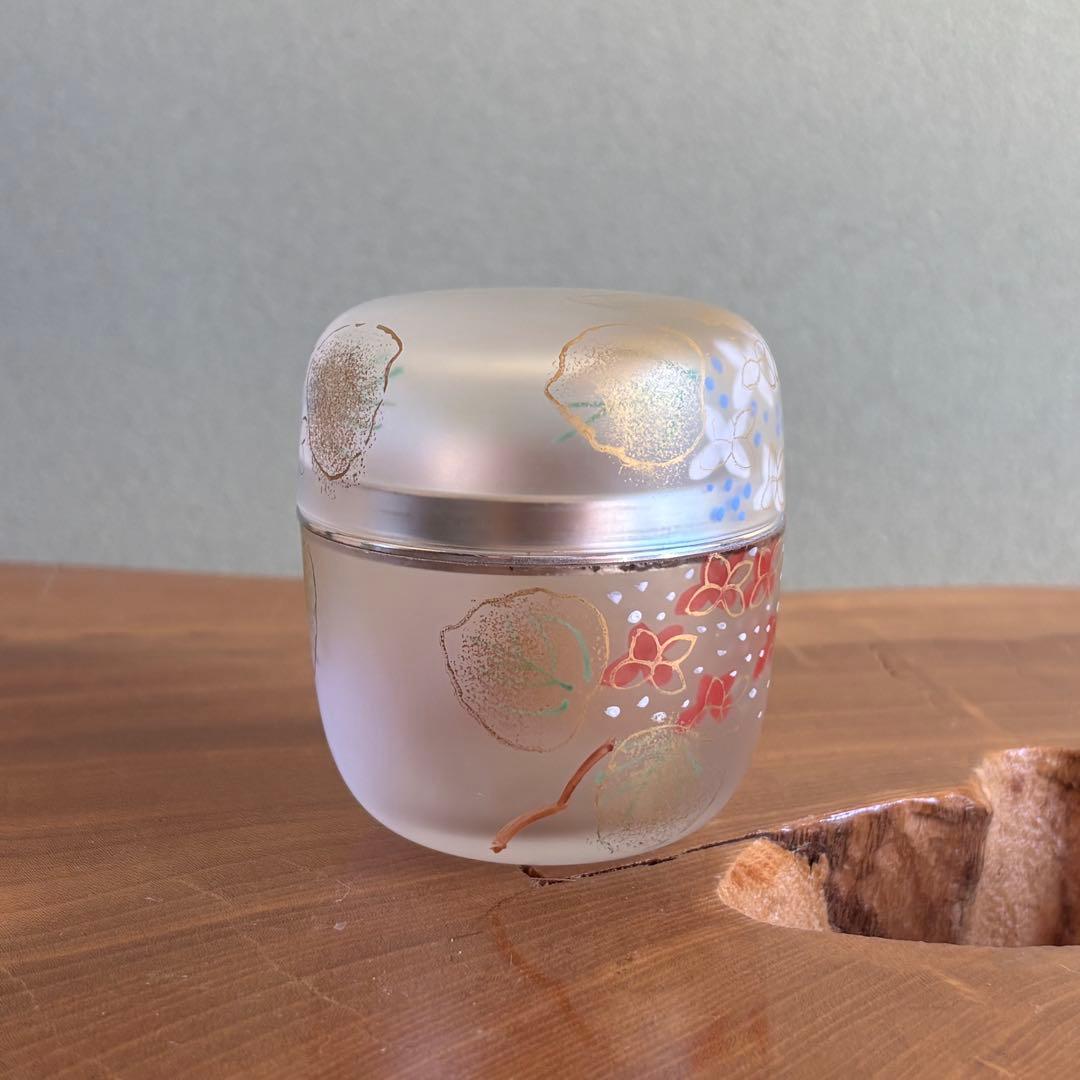 義山 硝子 棗 水崎長寿 紫陽花 共箱 茶道具