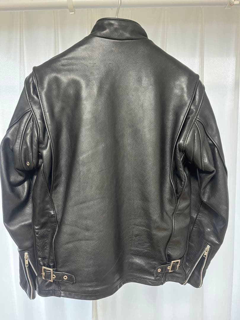 Schott ブラック レザー シングルライダース 38