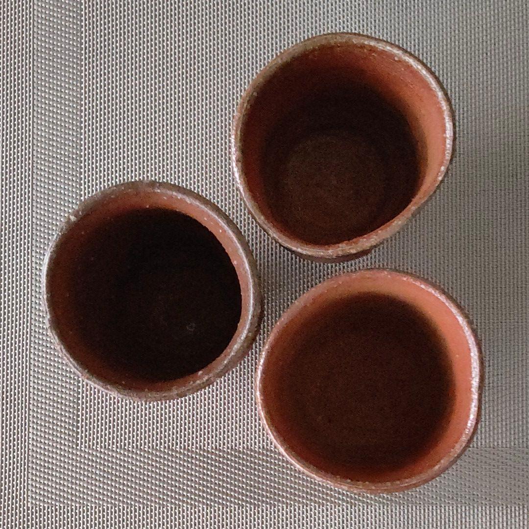 焼締め　湯呑み ３個
