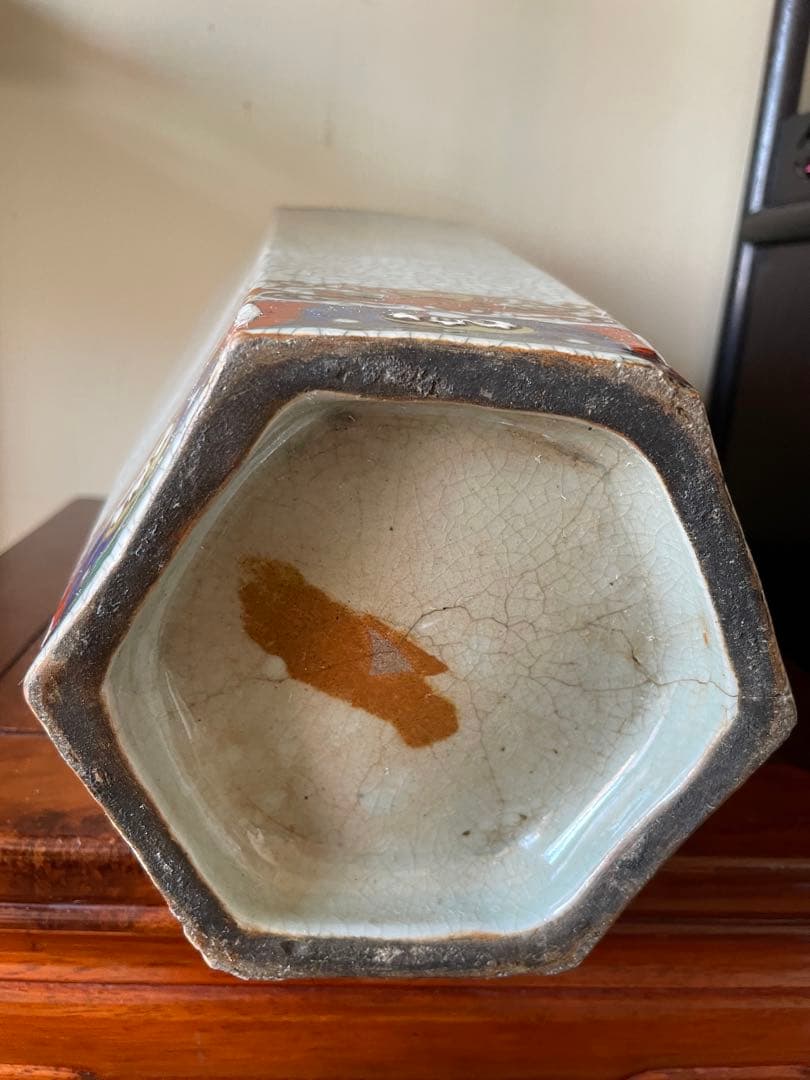 江戸伊万里花瓶 中国明代哥窯花瓶 古董品 唐物 古美術 八角花瓶