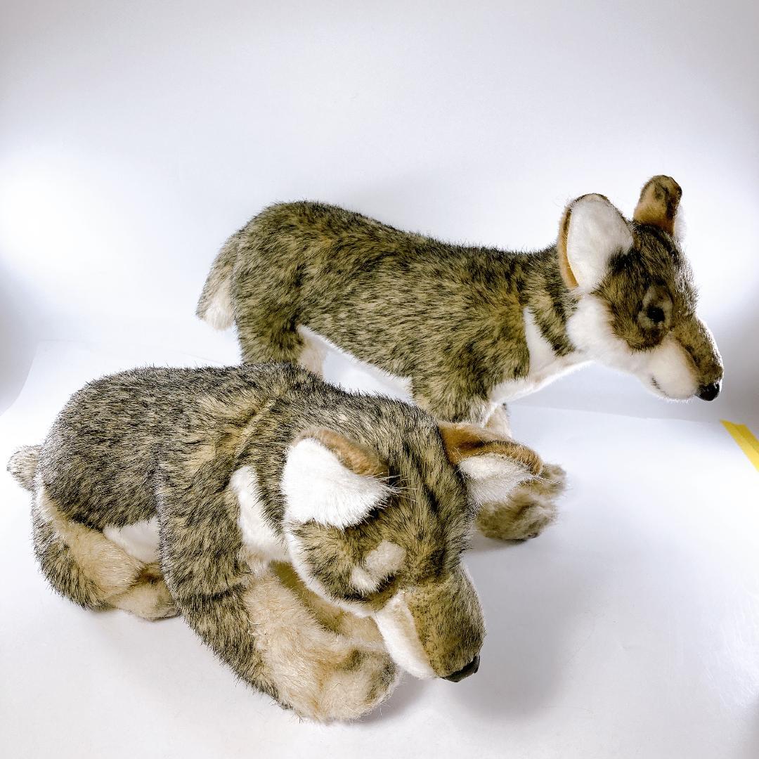 HANSA 子オオカミ 立ち・座り姿 2体セット　オオカミ　|2410|