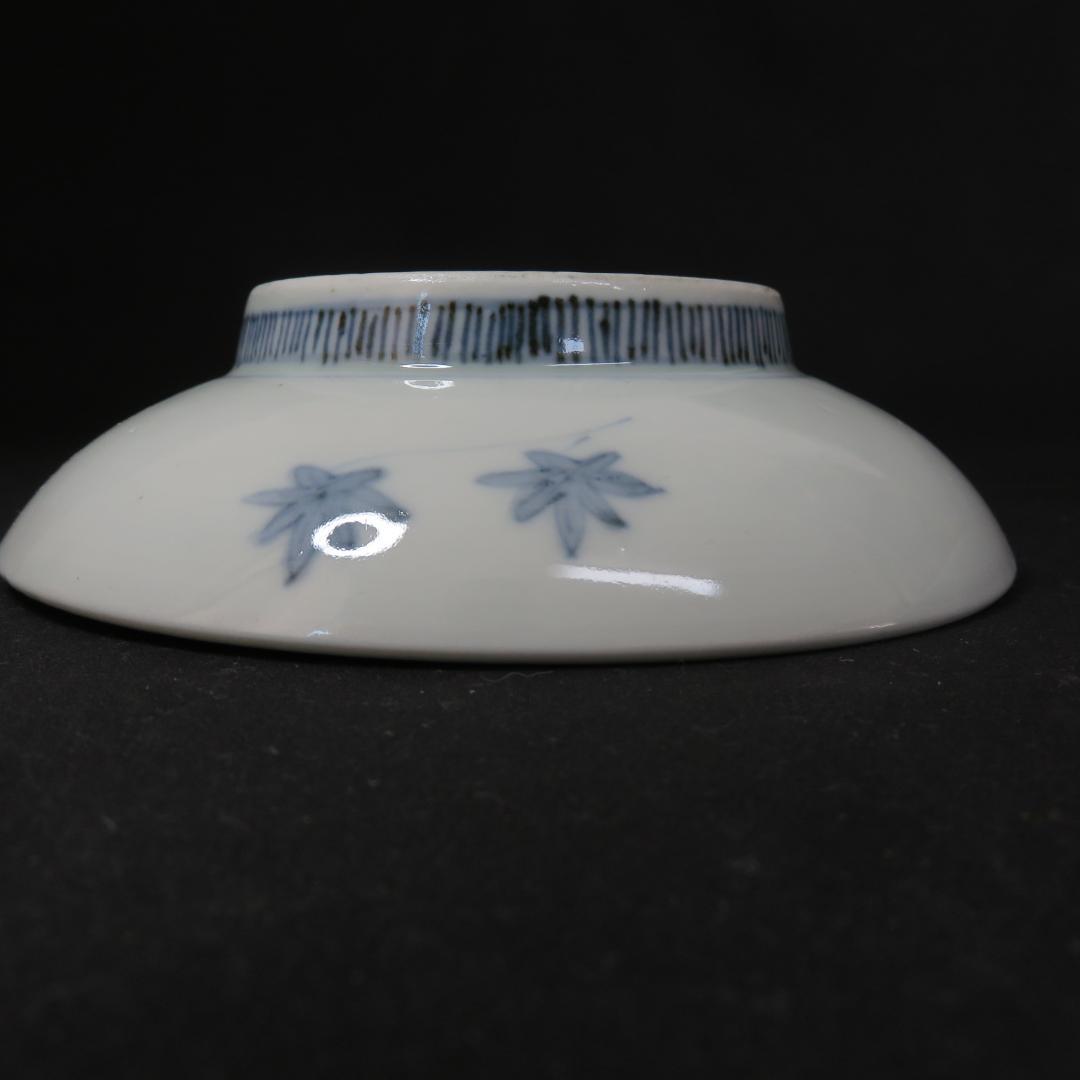 鹿絵皿 2枚 染付 色絵付 高台皿 紅葉 歪み 江戸 古伊万里 時代物 B