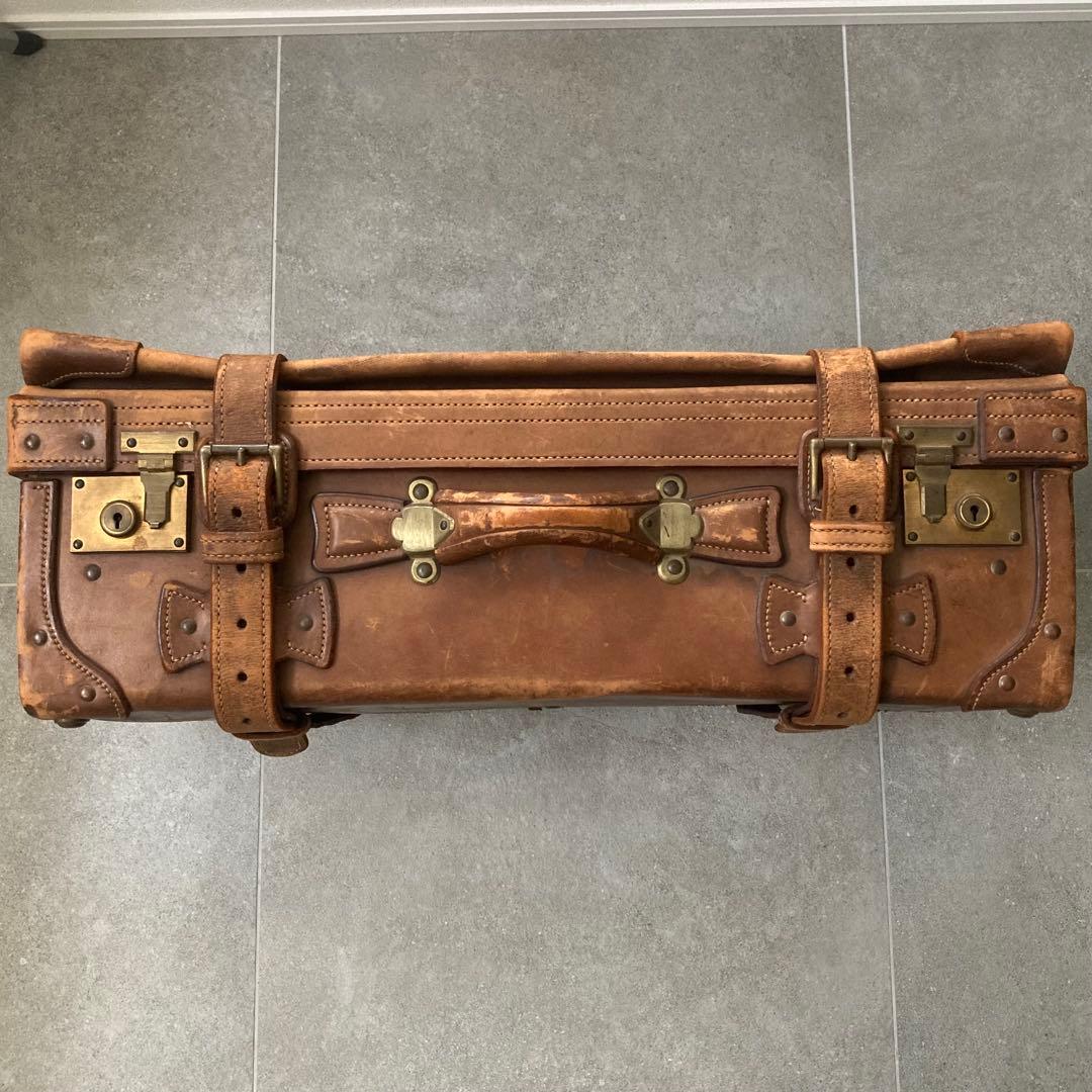超特大 ヴィンテージ レザートランクケース トランクバッグ 73cm×41cm⑥