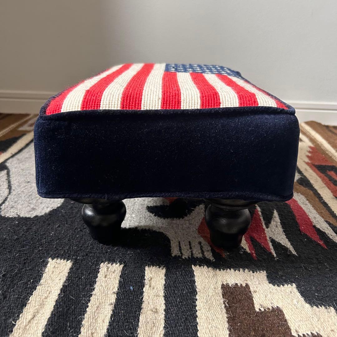 【激レア　美品】ジョナサンアドラー　オットマン　星条旗　ロゴ刺繍　木彫足　ウール