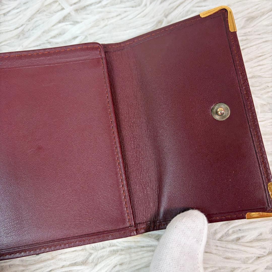 新品未使用/付属品完備✨Cartier 三つ折り財布 がま口 金具 ボルドー