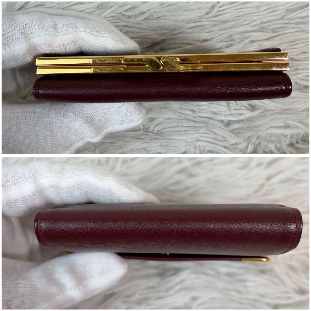 新品未使用/付属品完備✨Cartier 三つ折り財布 がま口 金具 ボルドー