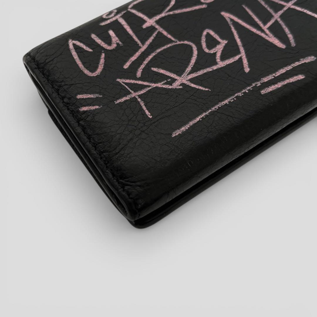 美品 バレンシアガ ペーパー ミニウォレット グラフィティ ブラック 財布