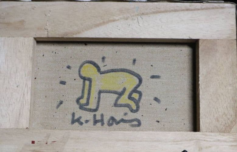 K*T様 油彩画 キースへリング 画題「ニューヨーク」鑑定書付き 裏書