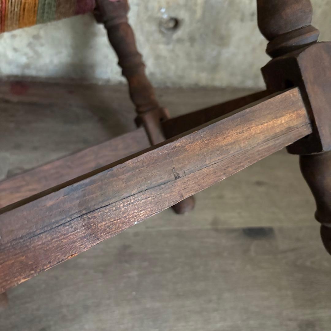 ヴィンテージ　ラッシュスツール　無垢材