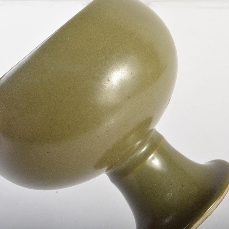 中国　大明嘉靖年製　茶葉末釉　高足杯　合わせ箱　C　6800