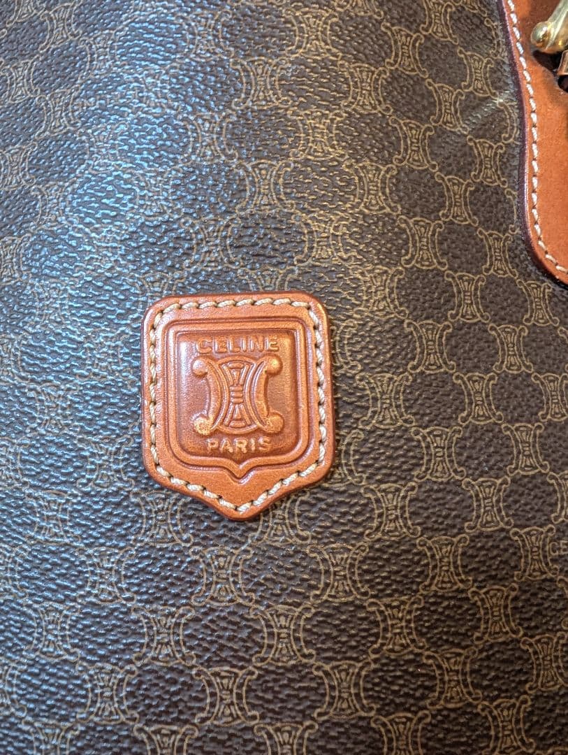 CELINE　 ブラウン　レザー　ショルダー　バッグ