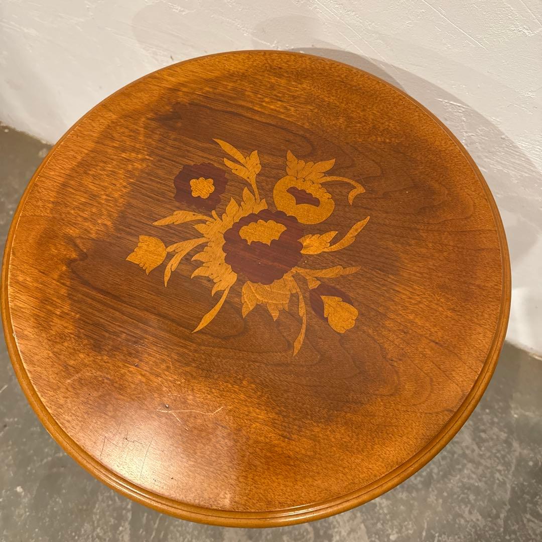 ヴィンテージ　木製　ラウンド　サイドテーブル　2段