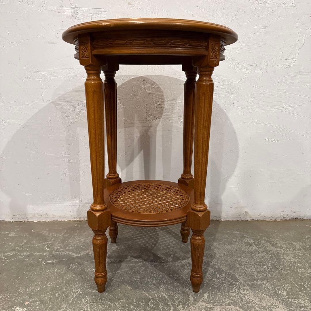 ヴィンテージ　木製　ラウンド　サイドテーブル　2段