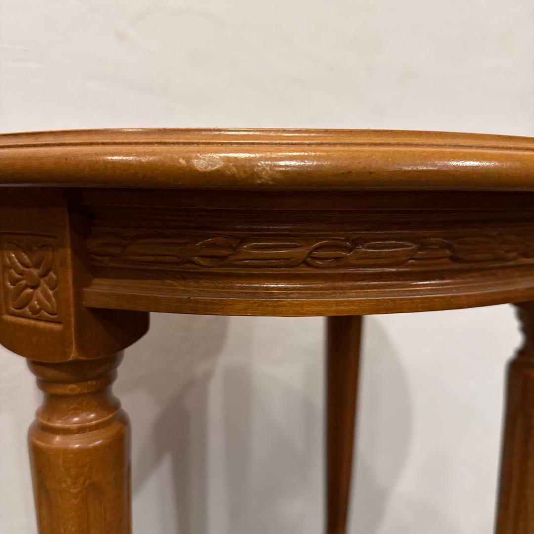 ヴィンテージ　木製　ラウンド　サイドテーブル　2段