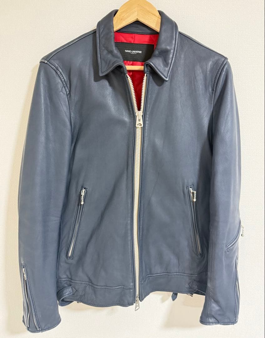 2*M様 NANO-UNIVERSE シングルライダース　ネイビー　ラムレザー