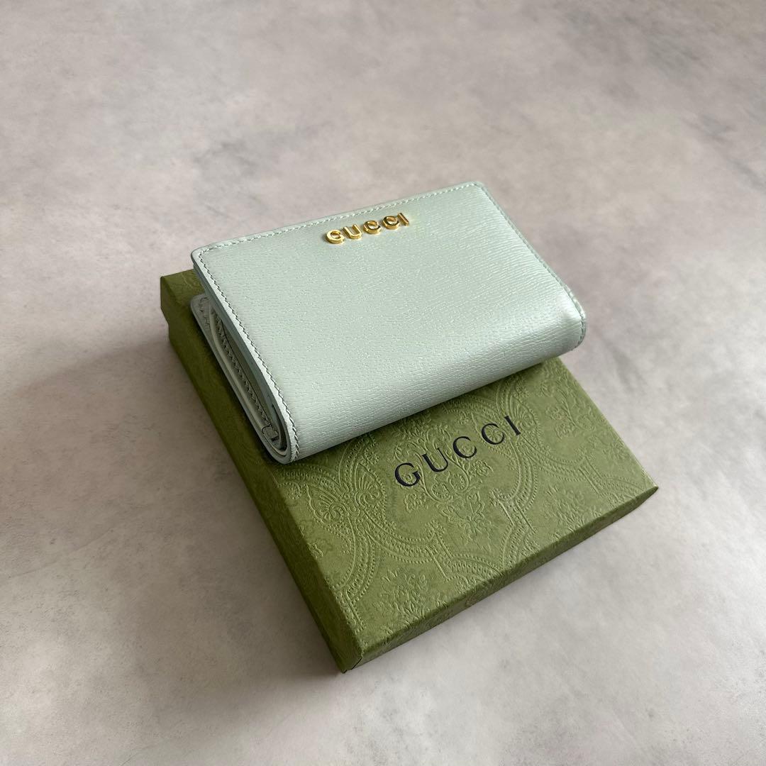 【新品未使用】GUCCI 財布 セラドングリーン×ピンク　折り財布