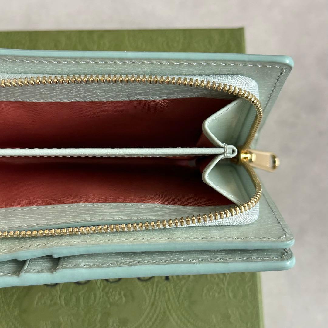 【新品未使用】GUCCI 財布 セラドングリーン×ピンク　折り財布