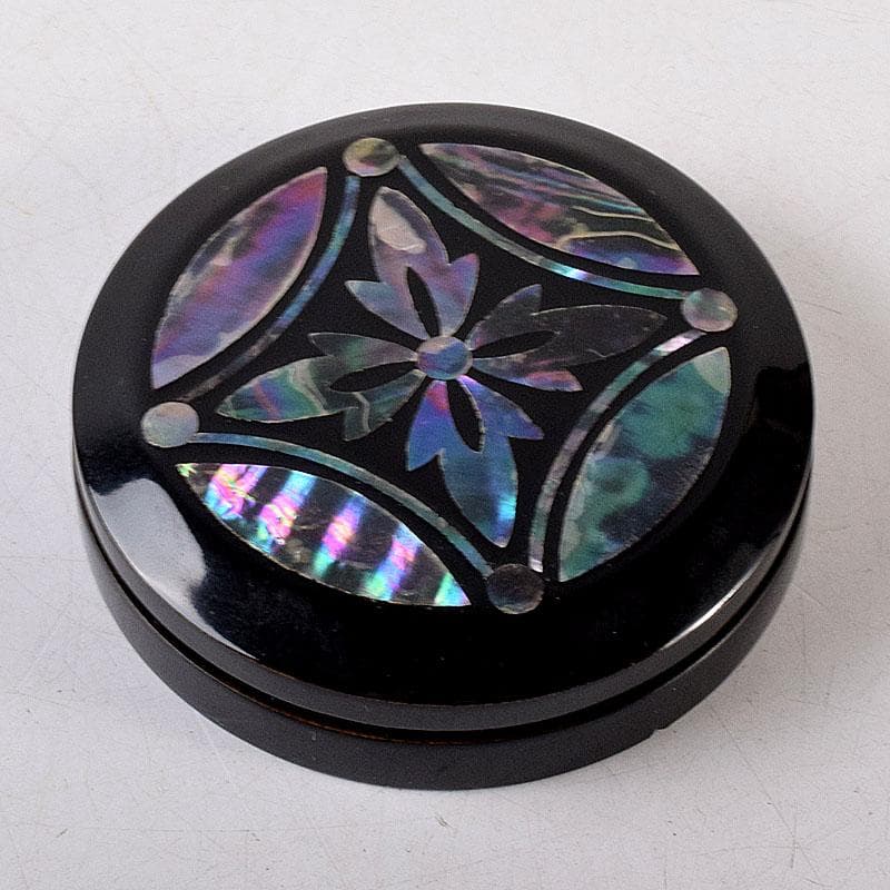 茶道具　塗師　徳山祐哲作　青貝七宝　香合　共箱　V　8120