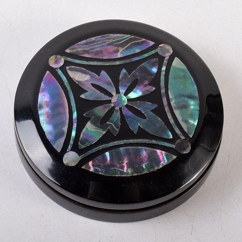 茶道具　塗師　徳山祐哲作　青貝七宝　香合　共箱　V　8120