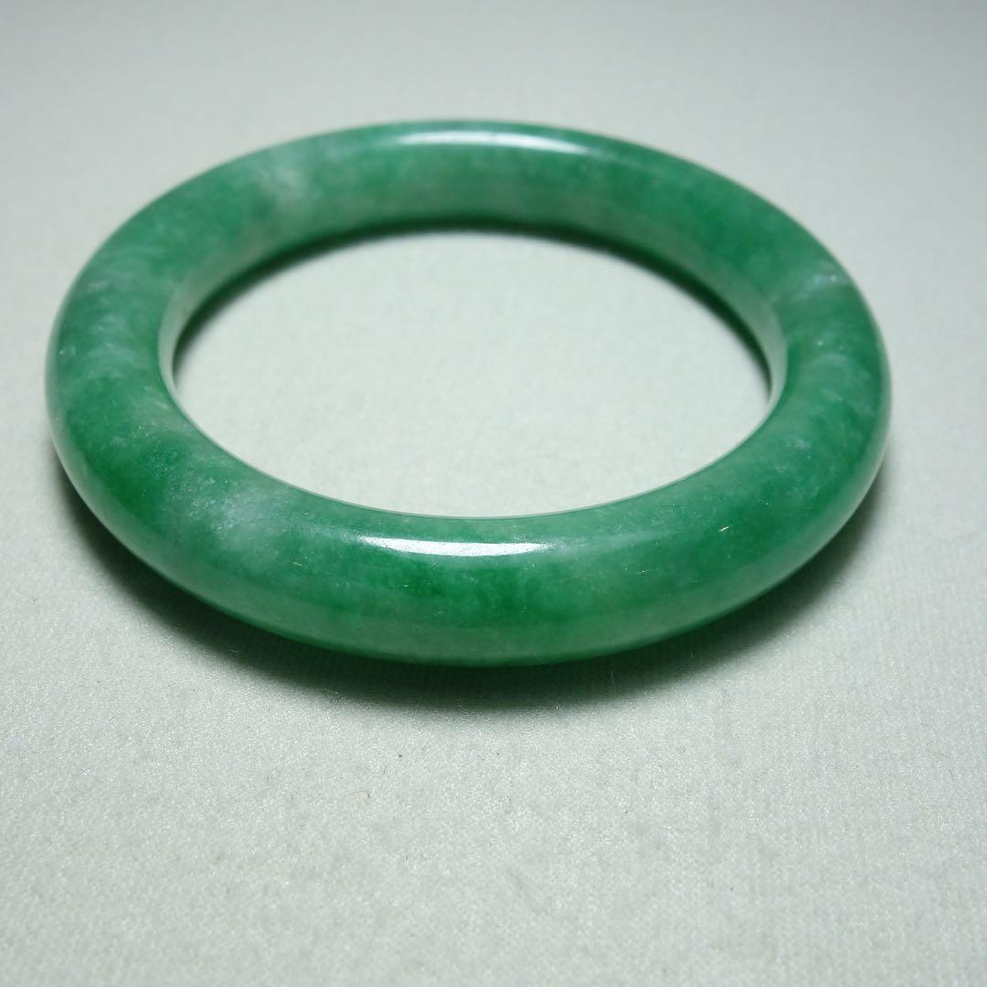 C1A015　翡翠　満緑　バングル　天然石　時代物風