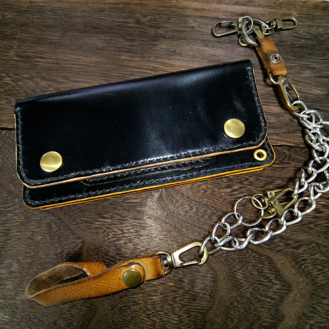 トラッカーウォレット 手染め ブラック