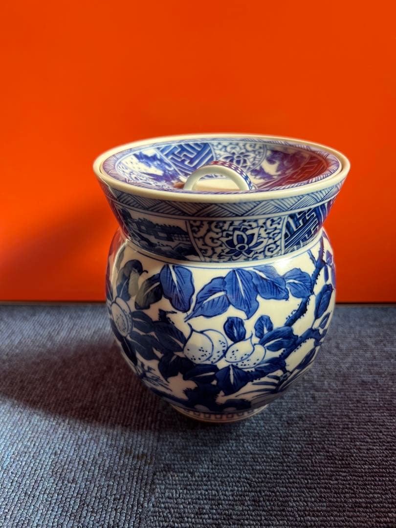 1233 平安徳永　青花染付　水指