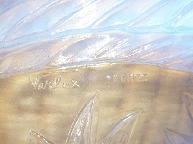 極希少 美品 1920年代 仏製◆サビノ工房作 オパールセントガラス『キジ』大皿