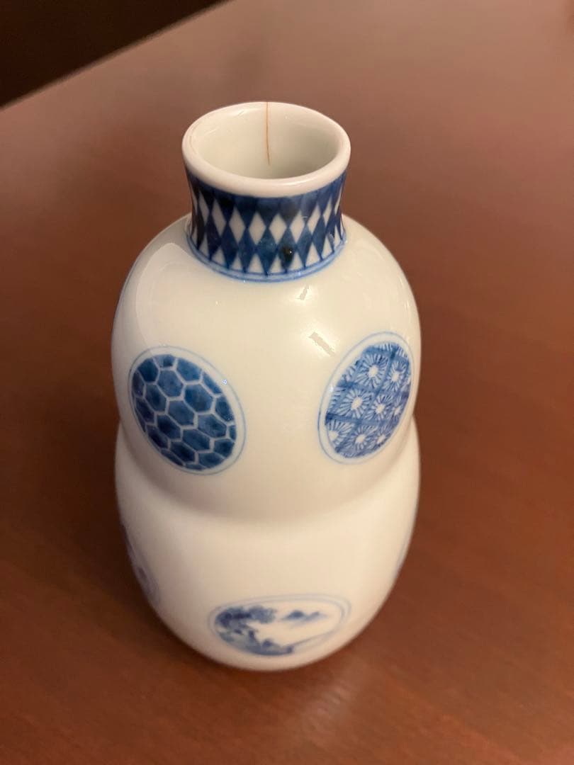 今右衛門　染付丸紋模様徳利　お猪口