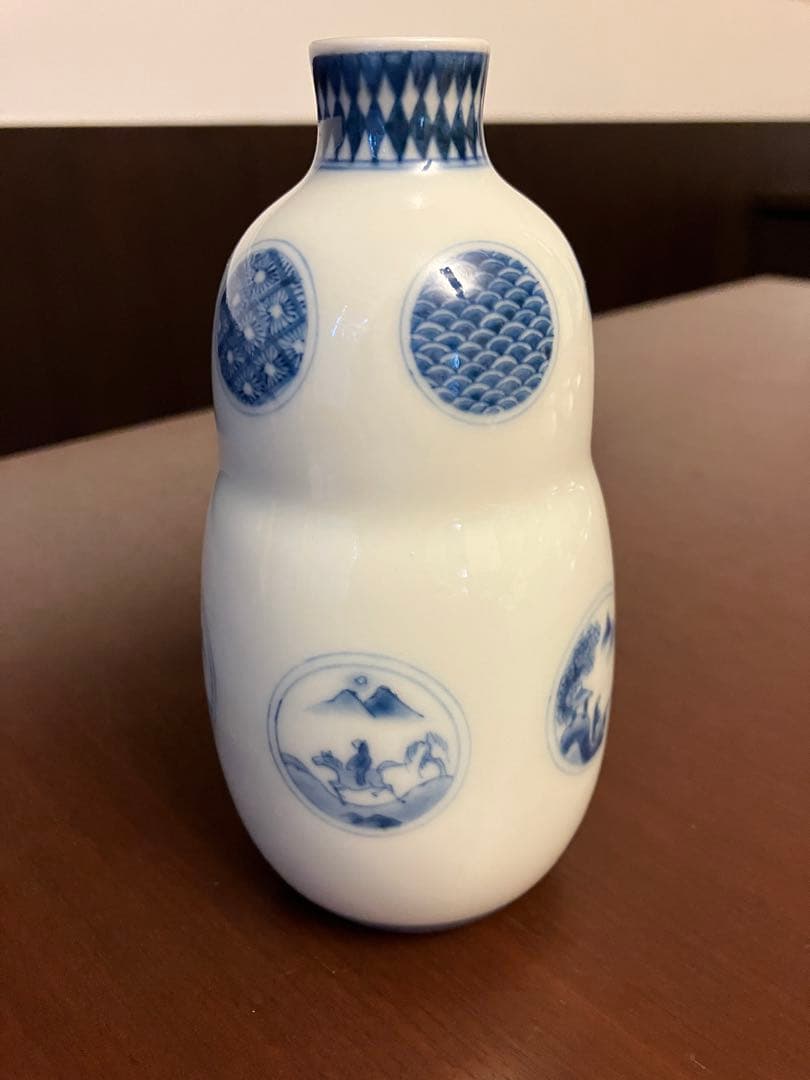 今右衛門　染付丸紋模様徳利　お猪口