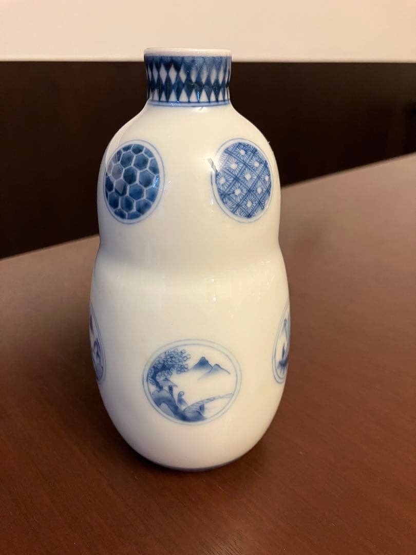 今右衛門　染付丸紋模様徳利　お猪口