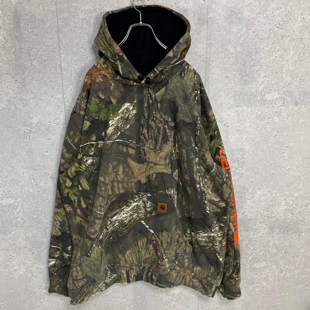 カーハート　リアルツリー　迷彩　スウェットパーカー　サイドプリント　2XL