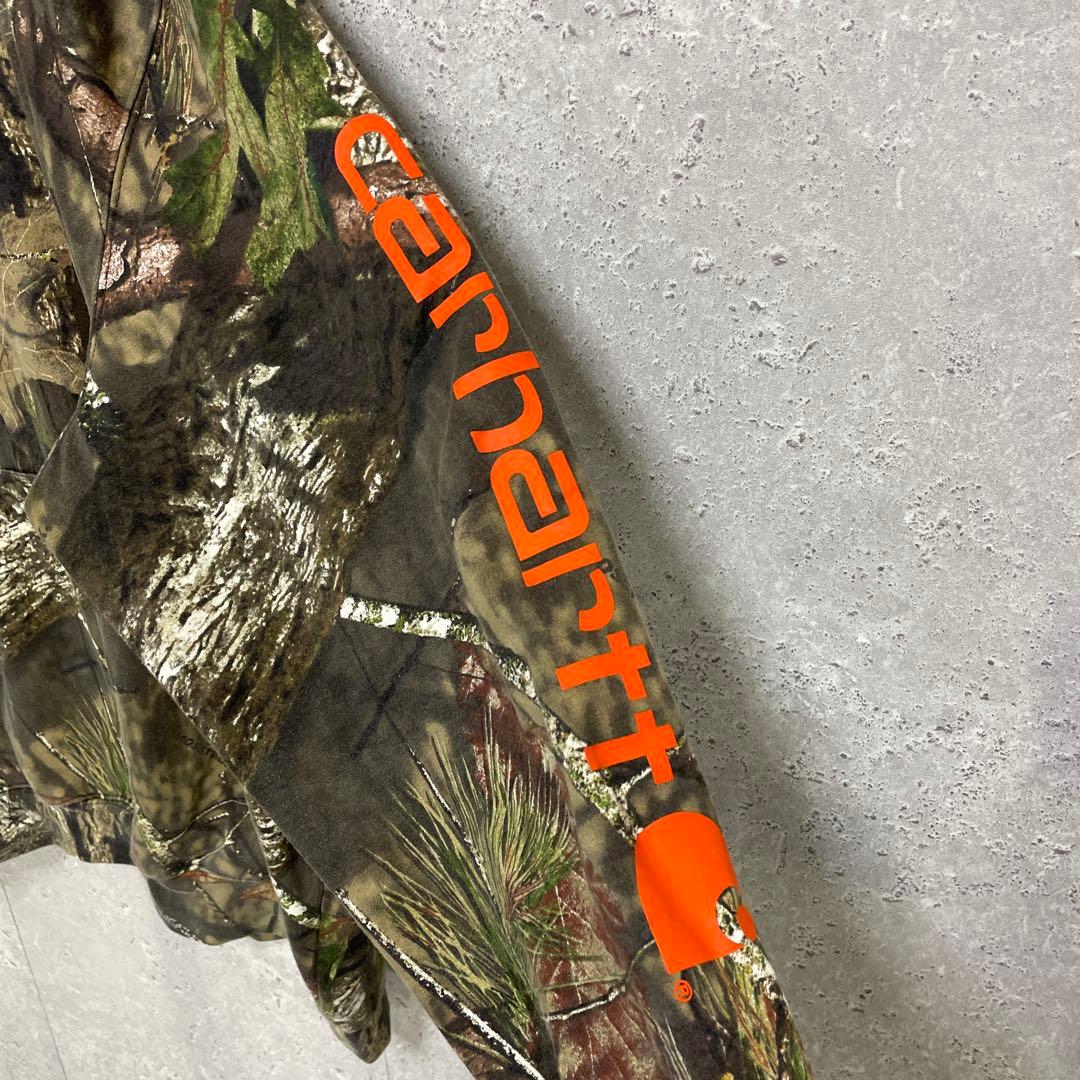 カーハート　リアルツリー　迷彩　スウェットパーカー　サイドプリント　2XL