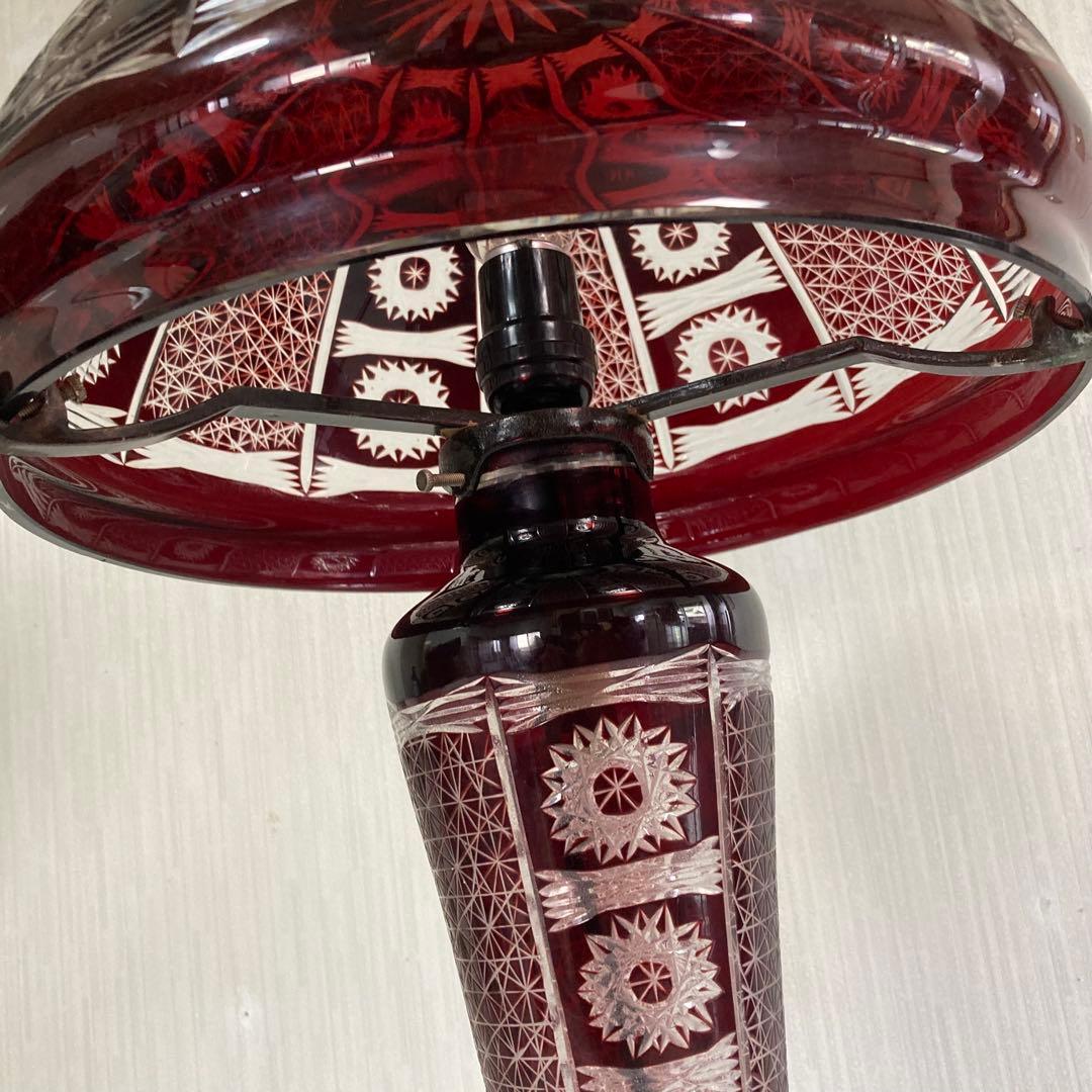 切子 卓上 テーブルランプ 昭和レトロ キノコ型 ガラス