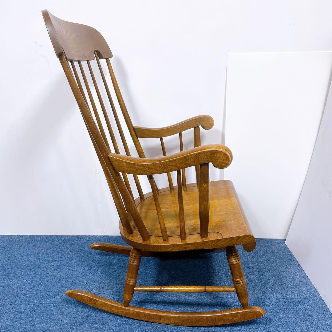 【送料込】飛騨産業 キツツキマーク アンティーク 木製ロッキングチェア②