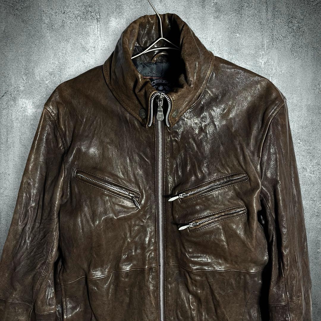 トルネードマート ラムレザー シングルライダースジャケット L