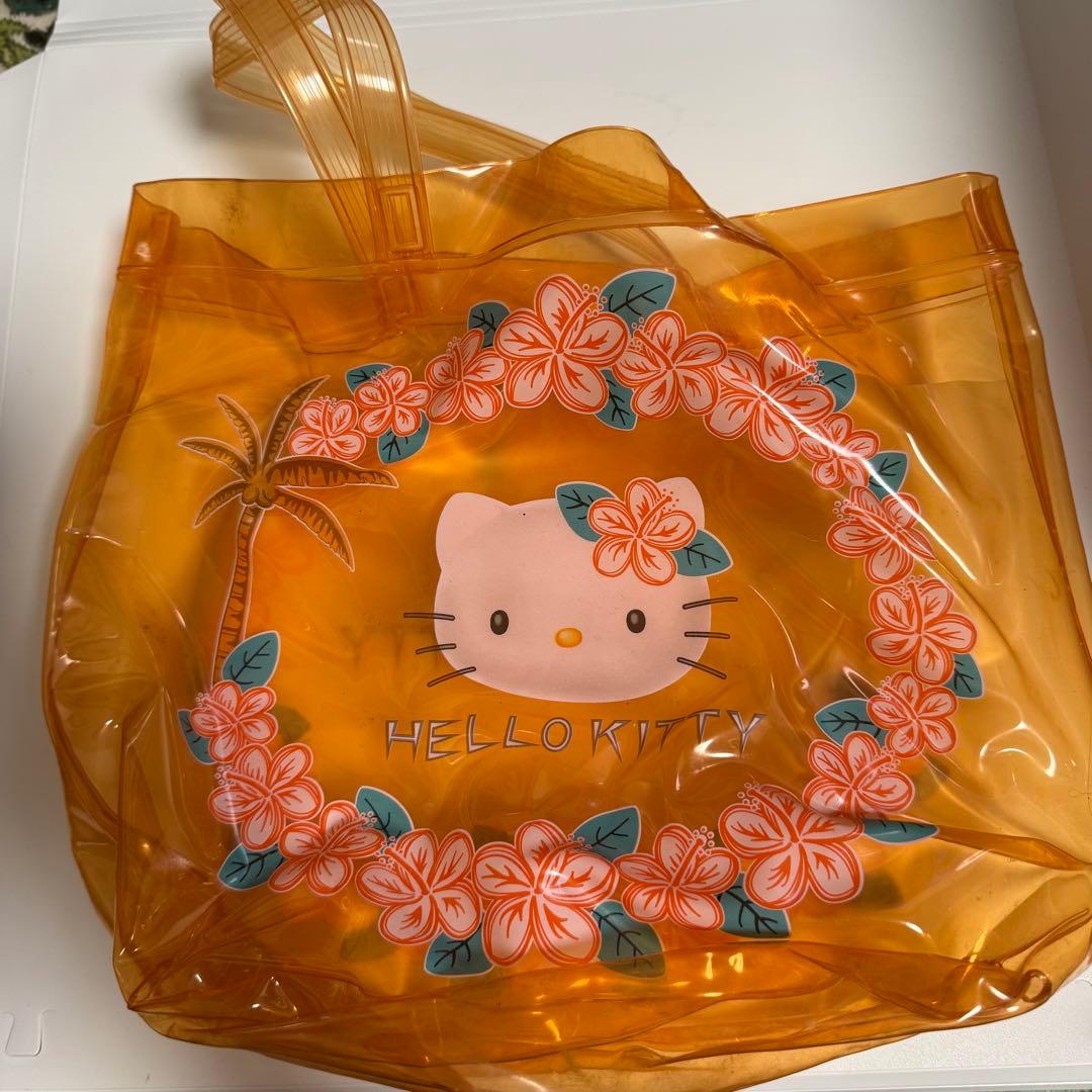 HALLO KITTY ハローキティビニールポーチ バッグ　オレンジ ゴーグル