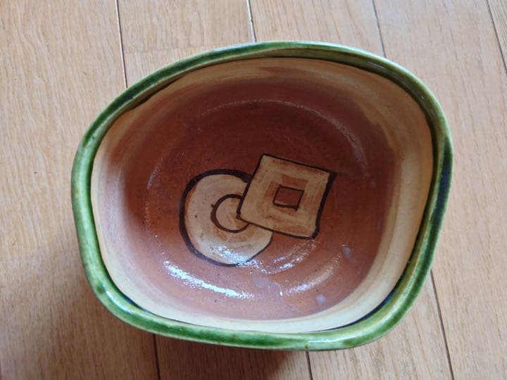 赤織部　茶碗　　　不二窯　佐藤和子