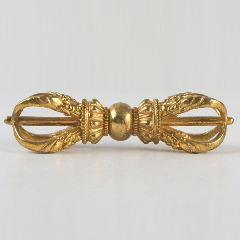 チベット密教法具　古銅鍍金　五鈷杵　金剛杵　V　9570