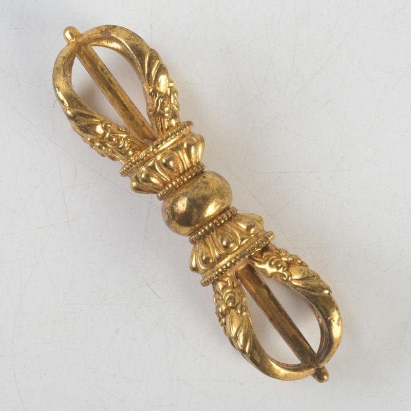 チベット密教法具　古銅鍍金　五鈷杵　金剛杵　V　9570