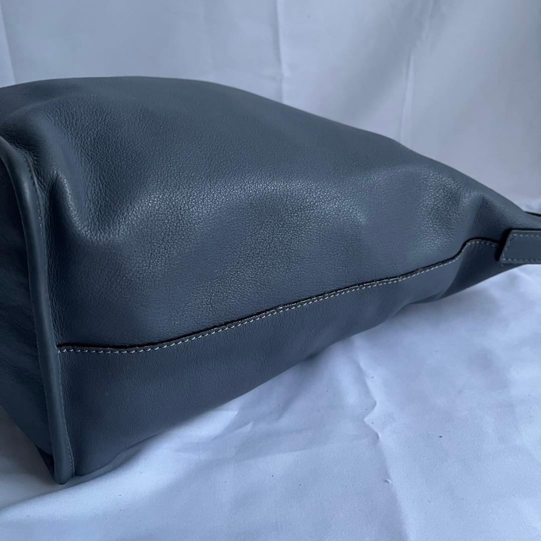 ✨極美品✨　LOEWE アナグラム　ショルダーバッグ　ブルーグレー　レザー