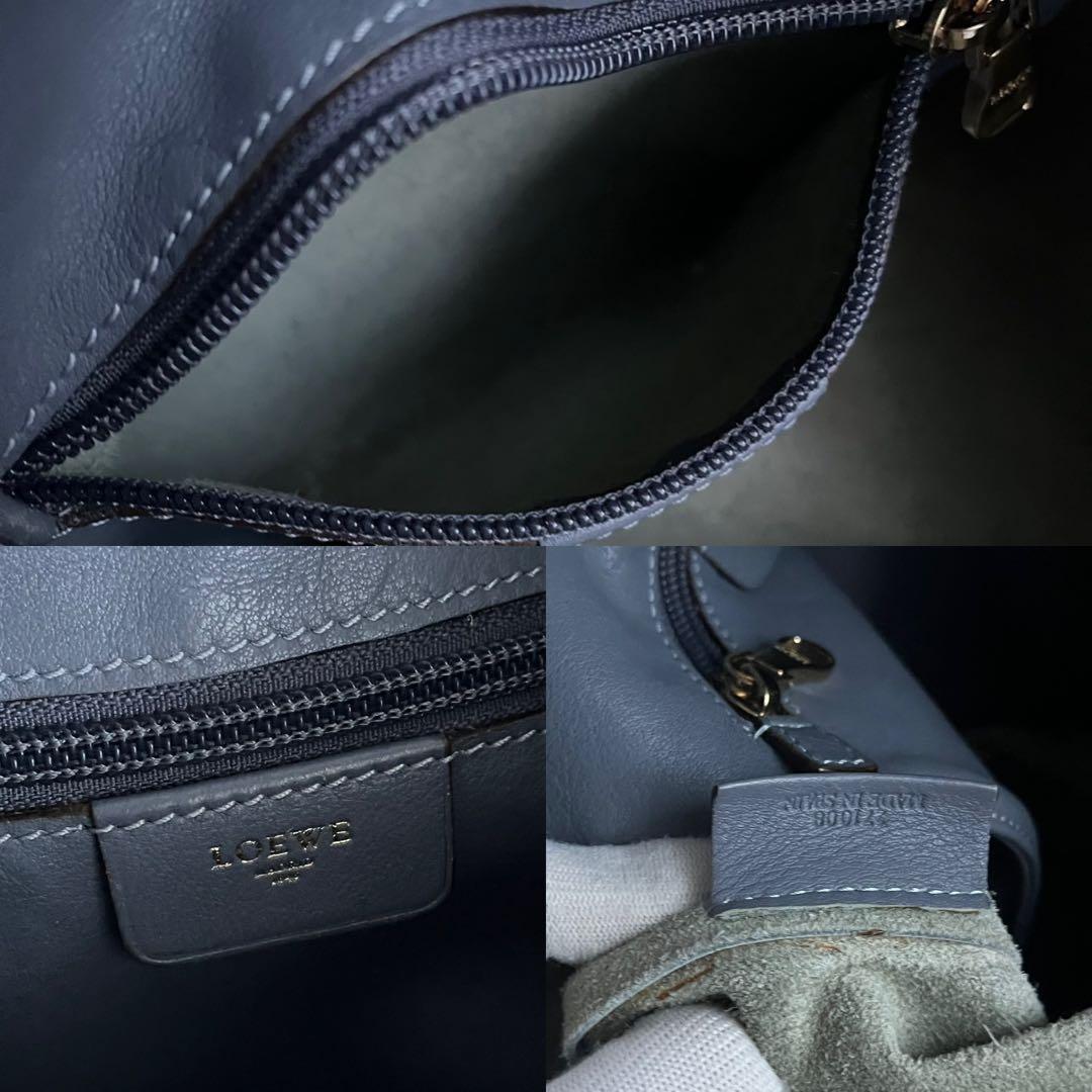 ✨極美品✨　LOEWE アナグラム　ショルダーバッグ　ブルーグレー　レザー