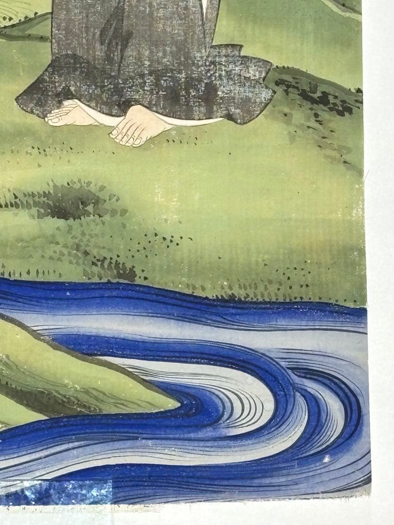 「二祖対面之図（善道大師・法然上人）」極彩色江戸時代中期頃筆 絹本 1枚