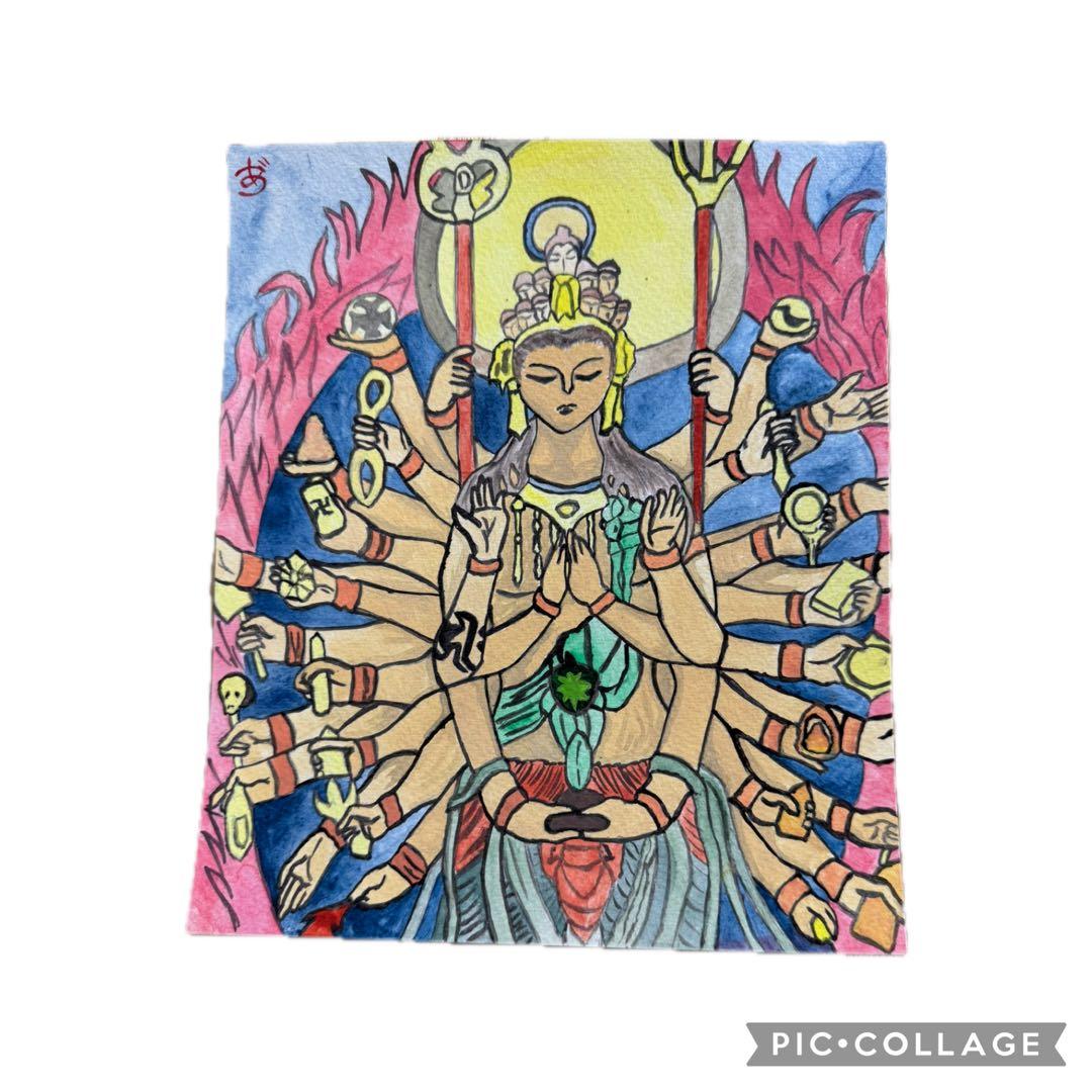 観音菩薩 水彩画 手描き